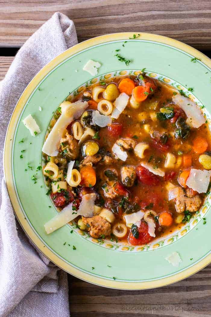 Italian Sausage Soup is a hearty soup full of flavorful vegetables and pasta.