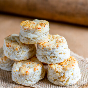 stack of asiago biscuits.