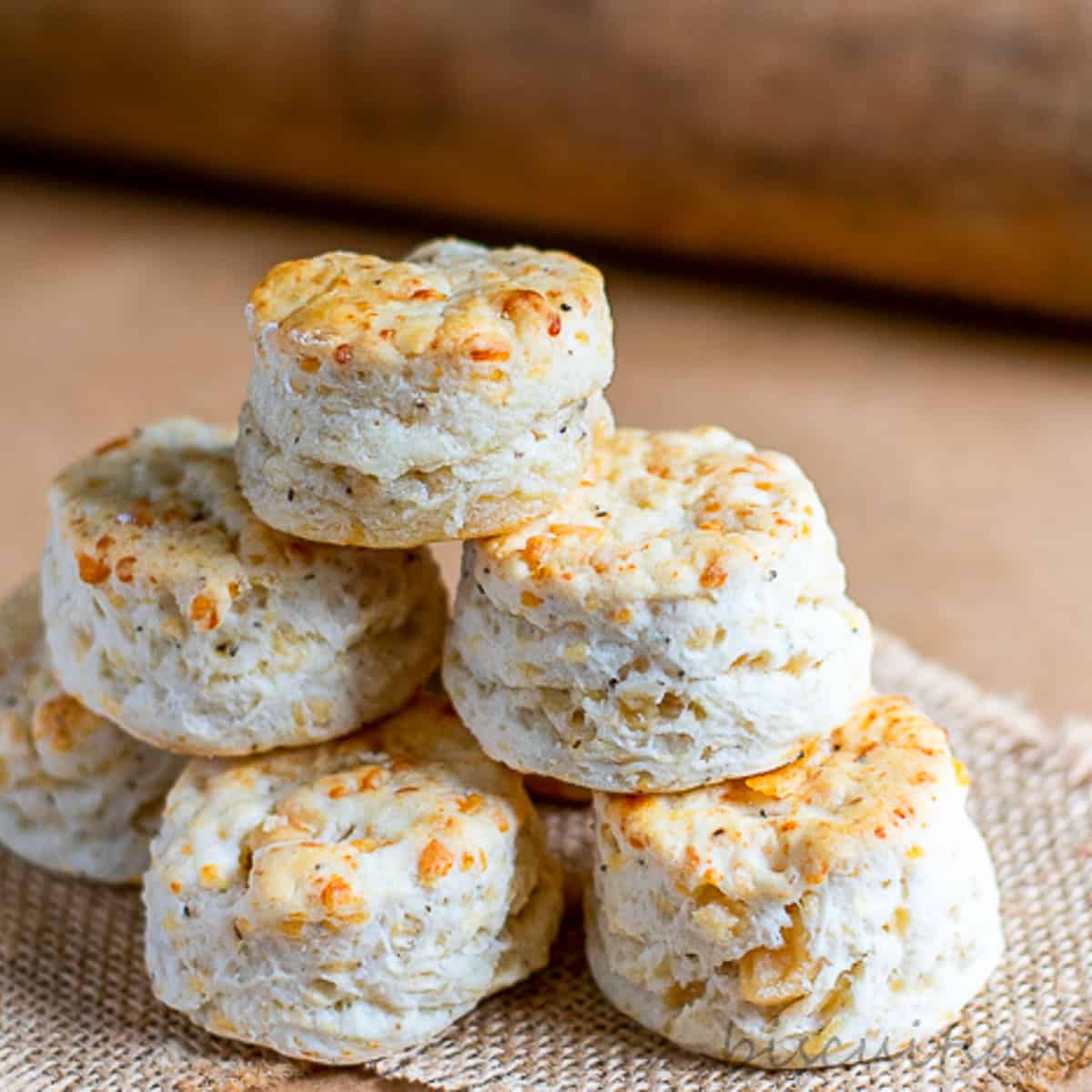 stack of asiago biscuits.