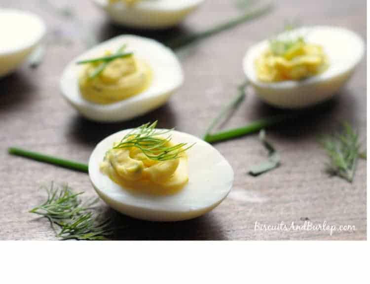 Garlic Herb Deviled Eggs from Biscuits & Burlap