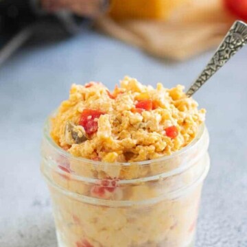 Spicy pimento cheese in a jar