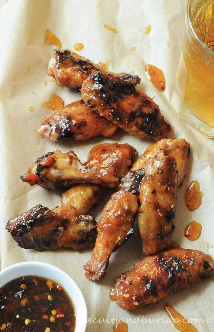 Peach Glazed Grilled Chicken Wings