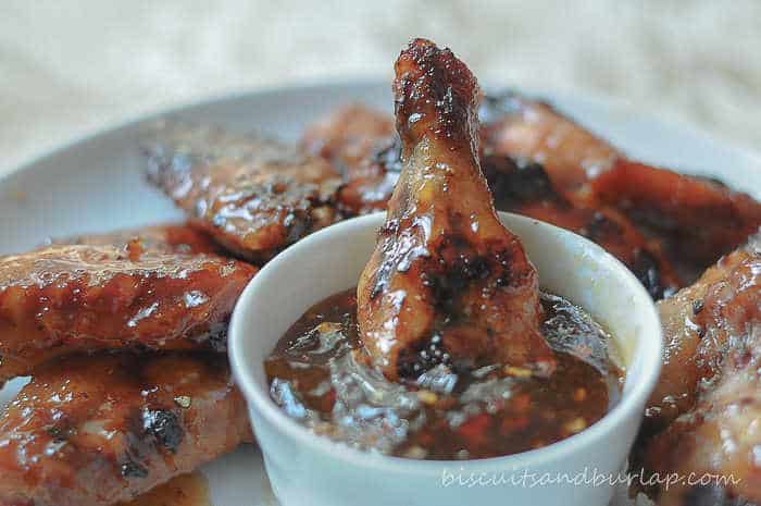 Peach Glazed Grilled Chicken Wings 