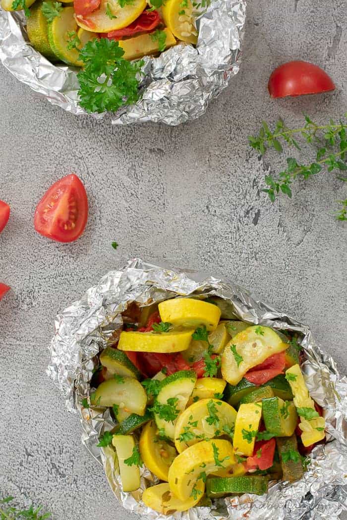 Veggie Foil Packs on the grill make it a snap to cook your whole meal outdoors