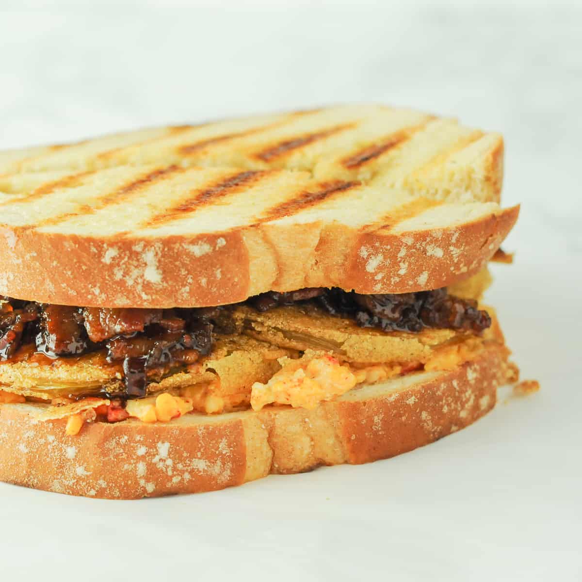 sandwich with pimento cheese and fried green tomatoes.