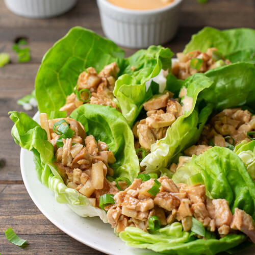 lettuce wraps on plate.