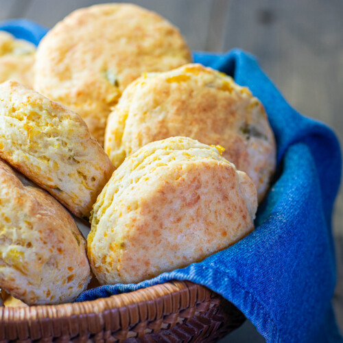 mexican style biscuits in basket.