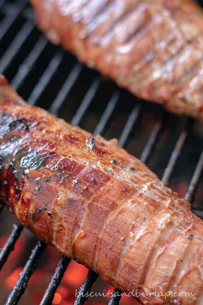 pork tenderloin on hot grill