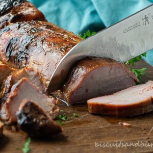 pork tenderloin is marinated and then grilled to perfection.