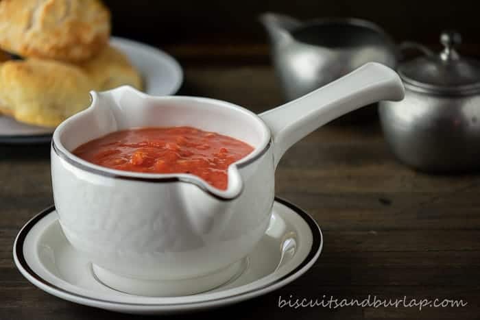 Tomato Gravy over Biscuits is good old fashioned southern comfort food.