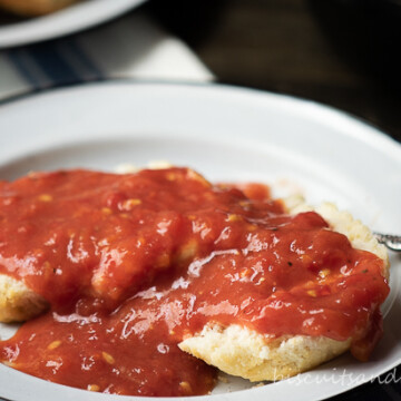Tomato Gravy over Biscuits is good old fashioned southern comfort food.