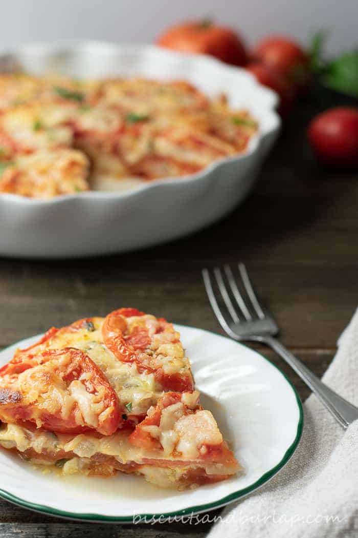 Crustless Tomato Pie | Biscuits & Burlap