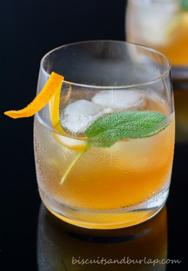 Bourbon Cocktail with Honey and Sage