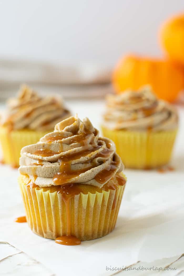 cupcake with caramel drizzle