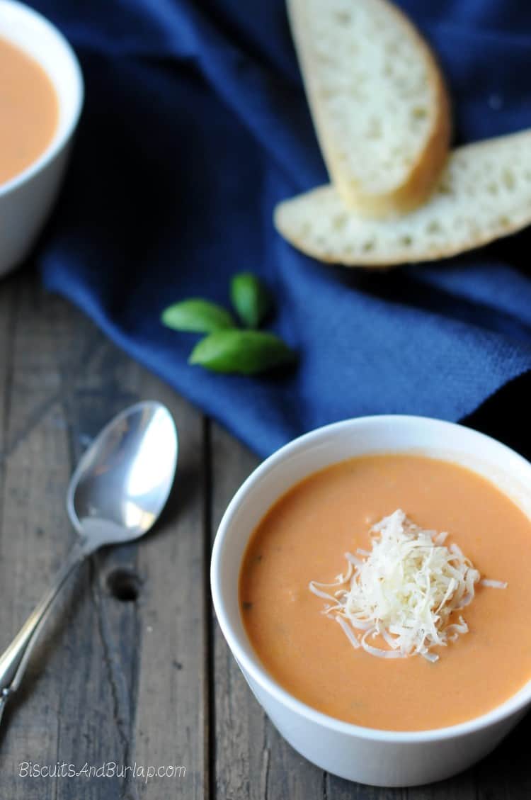 Creamy Tomato Basil Soup with Parmesan