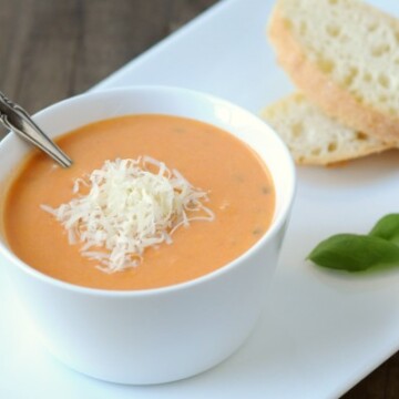 Creamy Tomato Basil Soup with Parmesan
