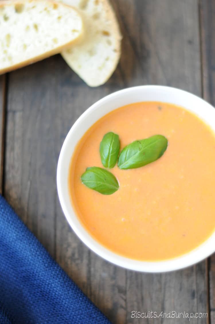 Creamy Tomato Basil Soup with Parmesan