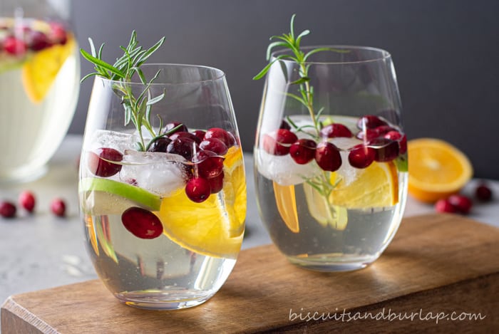 horizontal shot of white sangria 