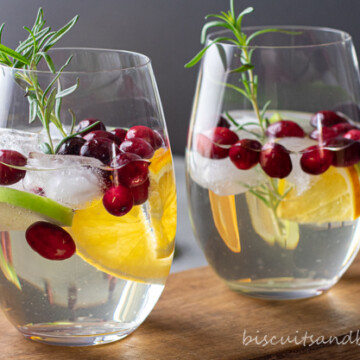 stemless wine glasses with white sangria