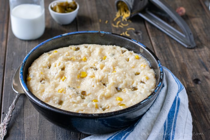 horizontal shot of grits with jalapeno