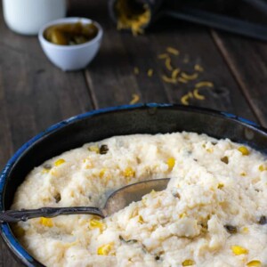 vertical shot of grits with corn