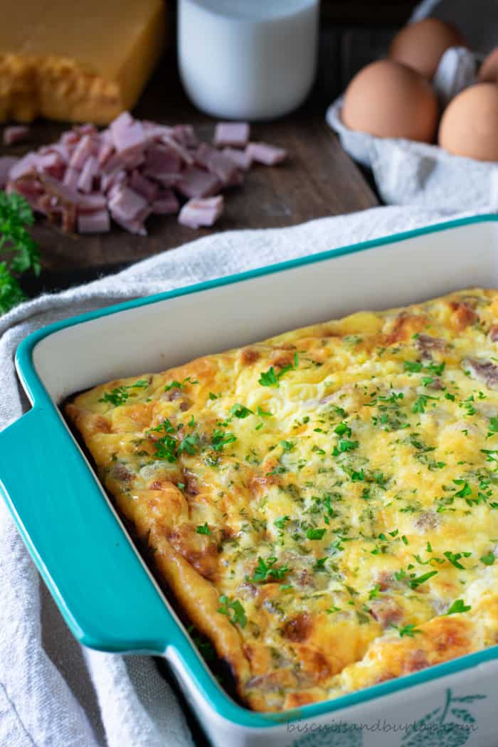 vertical shot of breakfast casserole