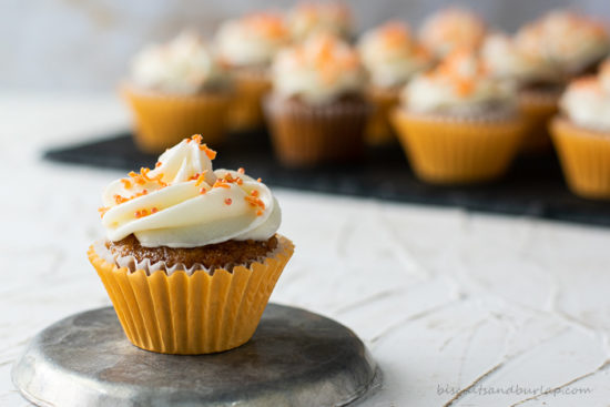 one mini carrot cake cupcake with more in back