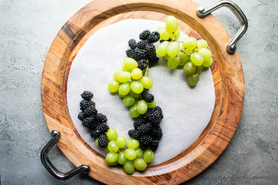 fruit in S shape on board