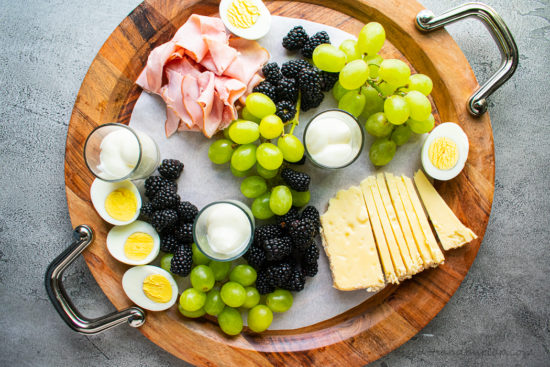 yogurt and eggs added to breakfast board