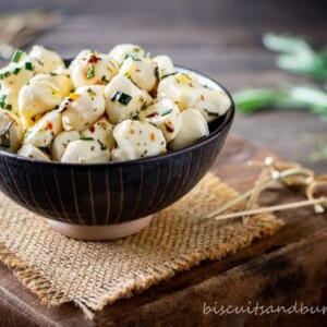 horizontal shot of mozzarella pearls