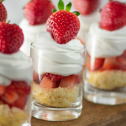 close up of mini strawberry shortcakes