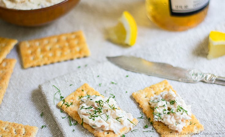 crackers with smoked fish spread