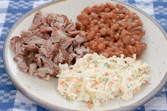 bbq plate on blue cloth