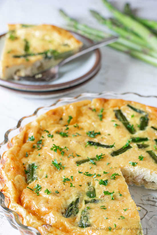 cajun chicken quiche with slice behind