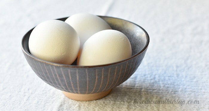 bowl of eggs, as needed for easy chicken quiche recipe