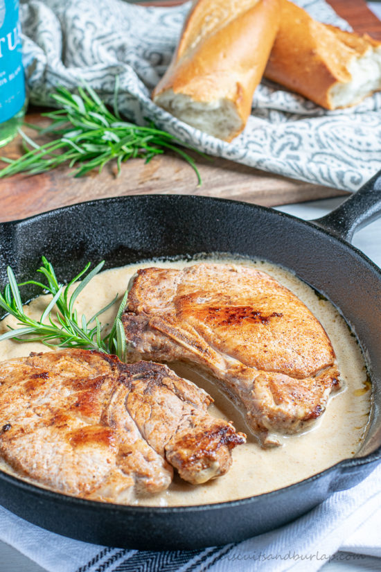 pork chops in skillet