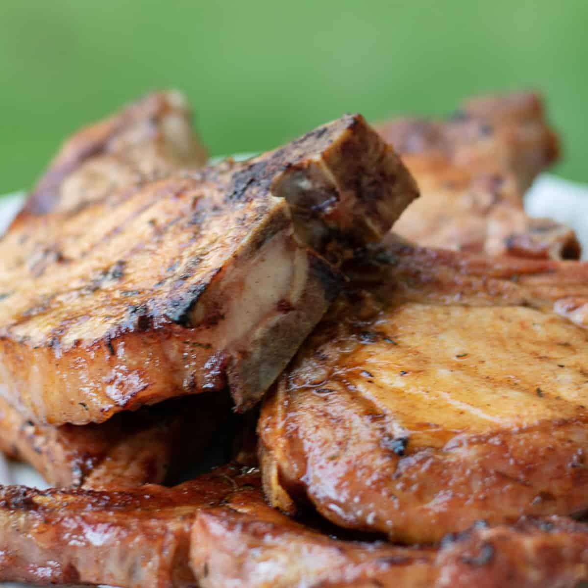 cajun pork chops on plate.