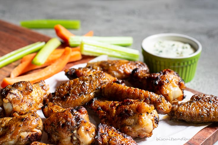 wet sauced grilled chicken wings.