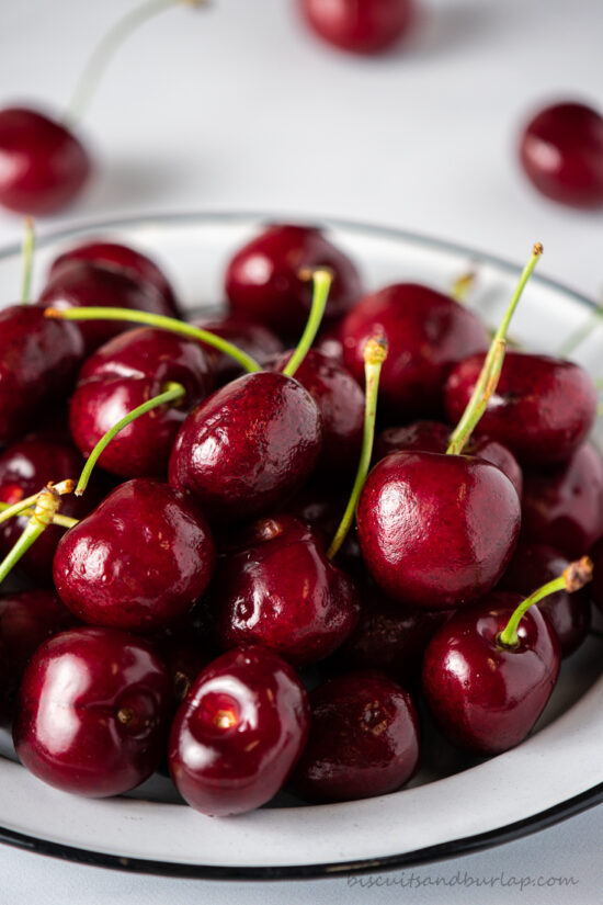 plate of fresh cherries