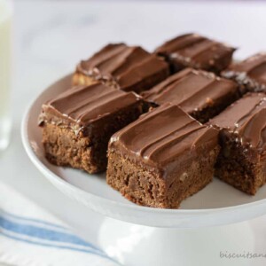brownies on white stand