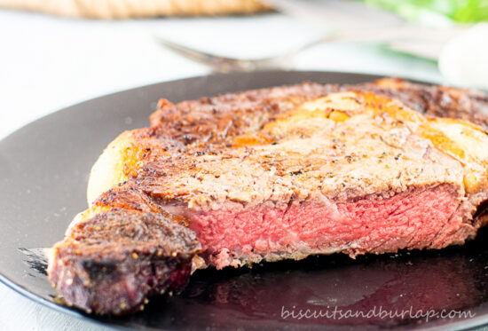 reverse sear steak on plate