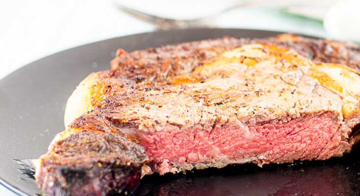 reverse sear steak on plate