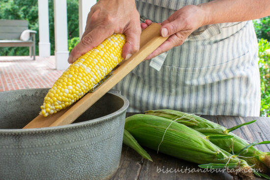 creamed corn being made