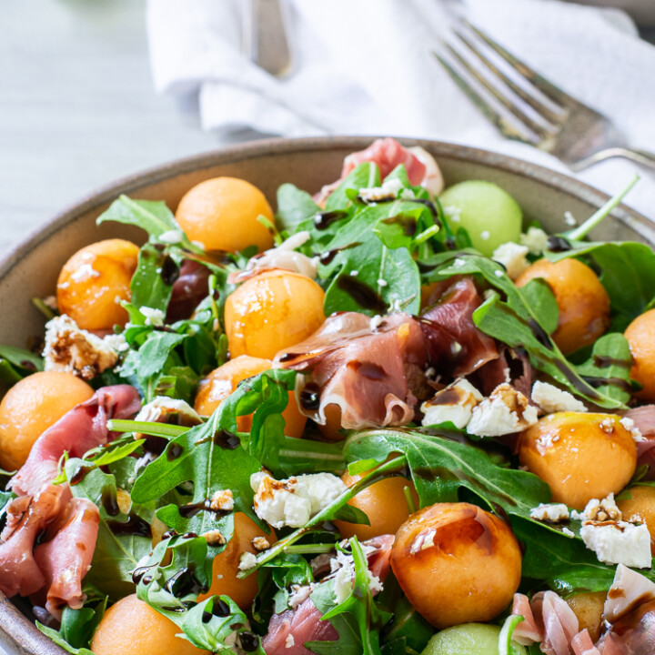Melon & Prosciutto Salad with Goat Cheese Biscuits & Burlap