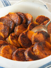 gullah sweet potatoes in white dish.