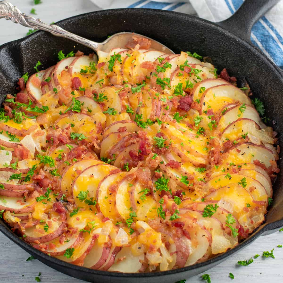 Cast Iron Skillet Potatoes - Biscuits & Burlap