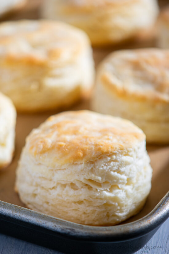 close up of easy buttermilk biscuits