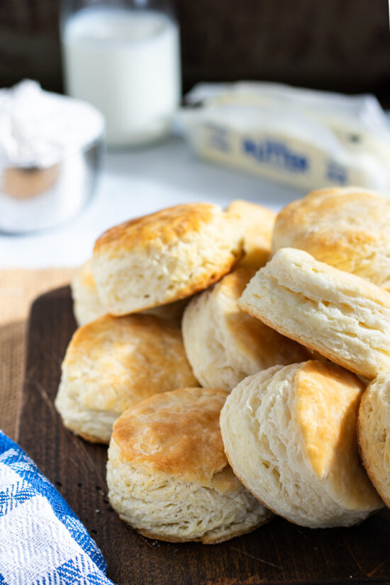 buttermilk biscuits piled up