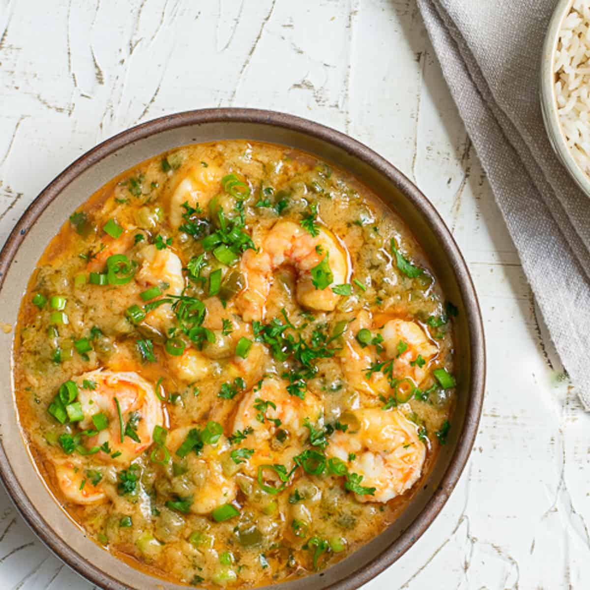 etouffee shrimp in bowl