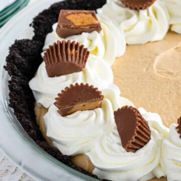 close up of peanut butter pie.